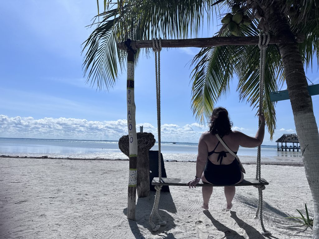 Swing on a caribbean island beach